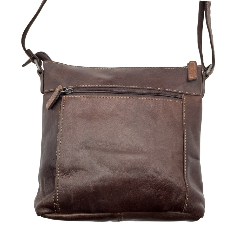 Jack Georges Voyager Leather City Crossbody Bag #7298 Brown Genuine Leather - Picture 4 of 10